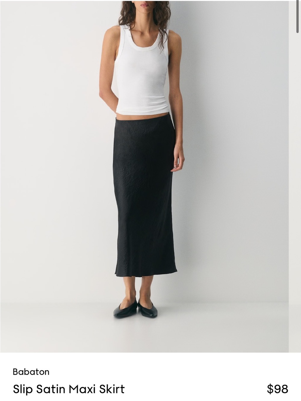Aritzia Black Satin Maxi Skirt